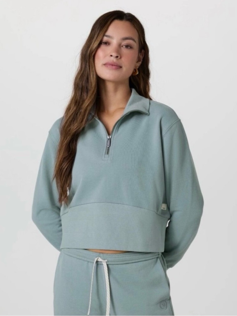 NWT Vuori Sedona Cropped Half-Zip Pullover - Mist Sz L